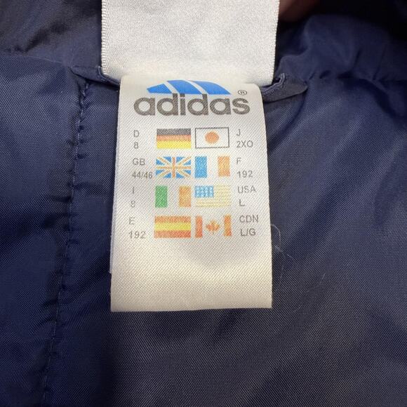 Vintage Adidas Jacket Mens Large Navy Blue Full Zip Insulated Nylon 00s AQ9002 - Picture 7 of 14